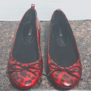 Red and Black Animal Print Chico's Ballet Flats..SIZE 9